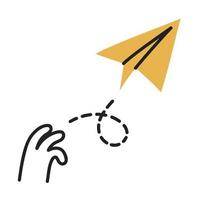 Paper Plane. Hand Drawn Doodle Icon. vector