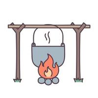 Camp Cooking. Hand drawn doodle icon. vector