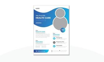 Healthcare flyer design template, Medical business promotional flyer or brochure cover design template. vector
