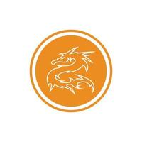 plantilla de diseño de ilustración de icono de vector de fondo de círculo de logotipo de dragón