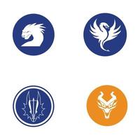 plantilla de diseño de ilustración de icono de vector de fondo de círculo de logotipo de dragón