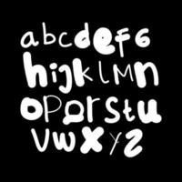 guión de pincel escrito a mano letras del alfabeto inglés en blanco y negro vector de letra de garabato