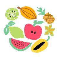 fruit set collection of multiple fruits iconic vector