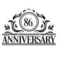 Luxury 86th anniversary Logo illustration vector. Free Vector