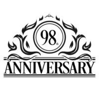 vector de ilustración de logotipo de 98 aniversario de lujo