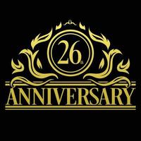 Luxury 26th anniversary Logo illustration vector.Free vector illustration