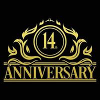 Luxury 14th anniversary Logo illustration vector.Free vector illustration