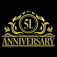 Luxury 51st Anniversary Logo illustration vector. Free vector illustration