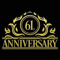 Luxury 61st Anniversary Logo illustration vector. Free vector illustration