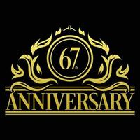 Luxury 67th anniversary Logo illustration vector.Free vector illustration