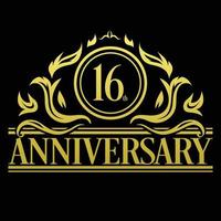 Luxury 16th anniversary Logo illustration vector.Free vector illustration