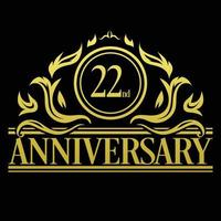 Luxury 22nd anniversary Logo illustration vector.Free vector illustration