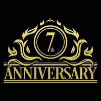 Luxury 7th anniversary Logo illustration vector.Free vector illustration