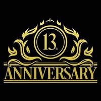 Luxury 13th anniversary Logo illustration vector.Free vector illustration