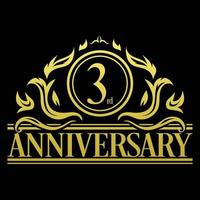 Luxury 3rd anniversary Logo illustration vector.Free vector illustration