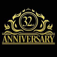 Luxury 32nd anniversary Logo illustration vector.Free vector illustration
