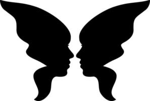 Face of a woman in the shape of butterfly wings. vector