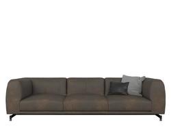 brown leather sofa 3d rendering isolated on white background photo