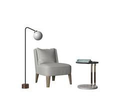 interior set chair , light and table isolated 3d rendering on white background photo