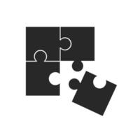 Puzzle jigsaw of 4 vector design flat icon in black color free