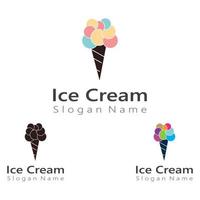 diseño de logotipo de helado, ilustración de vector de plantilla de cono de hielo fresco