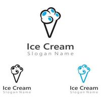 diseño de logotipo de helado, ilustración de vector de plantilla de cono de hielo fresco