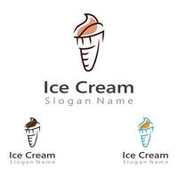 Ice cream logo design, fresh ice cone template Vector illustration