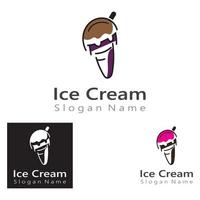 Ice cream logo design, fresh ice cone template Vector illustration