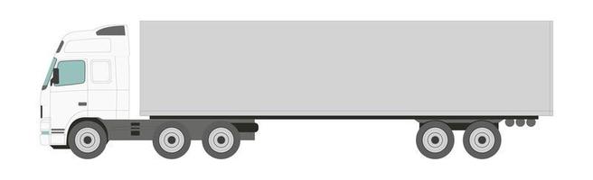 Big white truck with a trailer on a light background - Vector