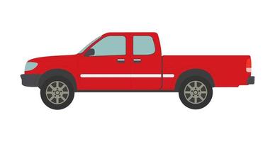 Big red pickup truck isolated on white background - Vector