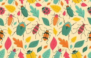 Bugs and Tropical Leaf Seamless Pattern Background vector