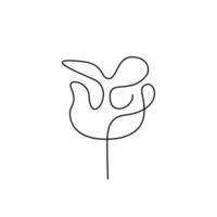 Hand drawn single line rose flower vector