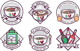 indonesian asia food logo badge set vector