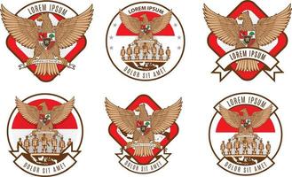 garuda national symbol of indonesia logo badge set vector