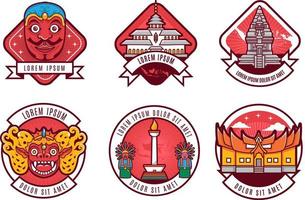 south east asia indonesia culture heritage logo badge set vector