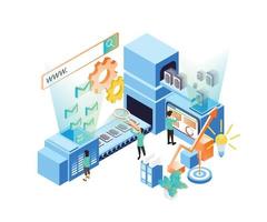 Isometric style illustration of seo data analysis vector