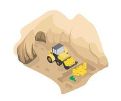Isometric style illustration of dumping toxic waste in the ground