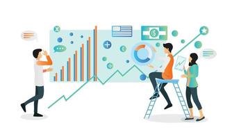 Isometric style illustration of SEO content data analysis team vector
