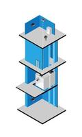 ilustración de estilo isométrico de la tecnología de ascensores en un edificio vector