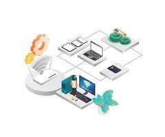 Isometric style illustration of wifi technology for online needs vector