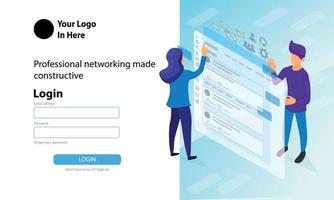 Login page with illustrations vector