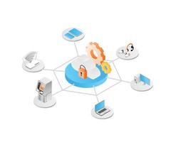 Isometric style illustration of cloud data storage security vector