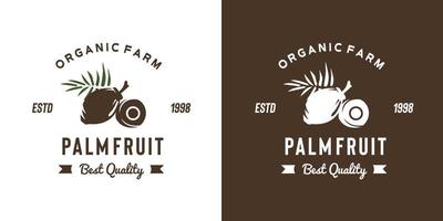 ilustración de logotipo de fruta de palma vintage adecuada para frutería y granja de frutas vector