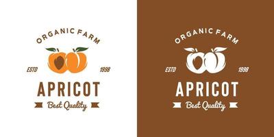 vintage apricot fruit logo illustration suitable for fruit shops and minimalist cafes vector