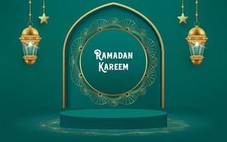 3d Ramadan kareem background with podium. vector
