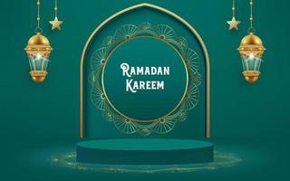 Fondo 3d de ramadan kareem con podio. vector