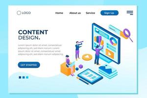 Software infographics, code place, idea for designer content. UI design concept with character and text. Programming seo phone vector illustration. Flat isometric concept with characters. Landing page