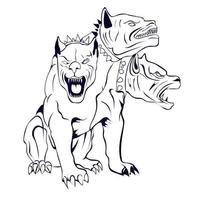 ilustración de cerberus en estilo blanco y negro vector