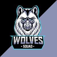 diseño de logotipo de esport de mascota de lobos blancos vector