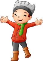 Cute little boy in winter clothes illustration vector